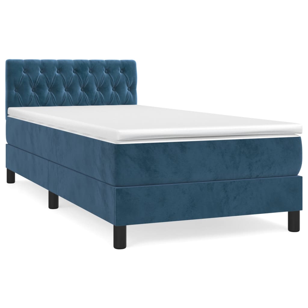 Cama box spring 90x200 Azul