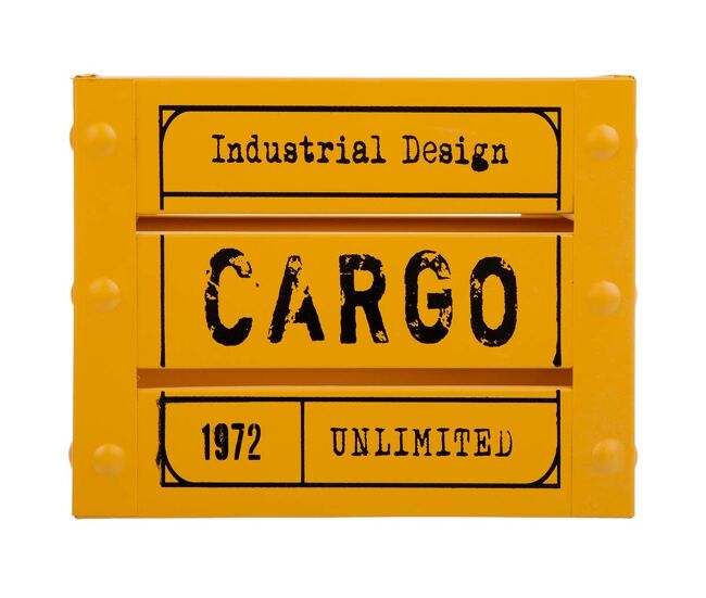 Cesto cuadrado de metal impreso amarillo 18x18x14