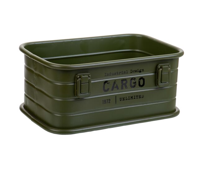 Cesto rectangular de metal impreso verde 32x21x14