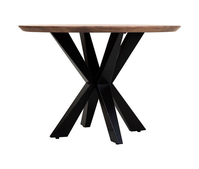 Mesa de comedor redonda de madera de acacia acabado color D110x77