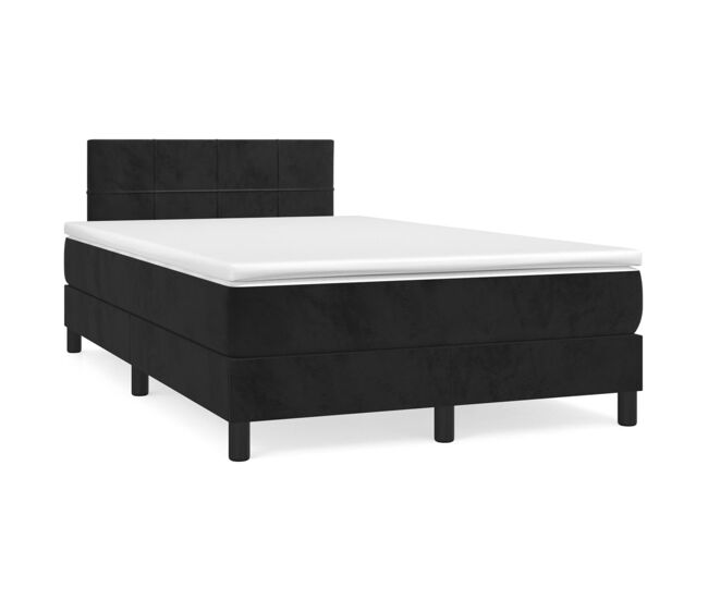 Cama box spring con colchón terciopelo negro 120x200 cm bloques con cuadros