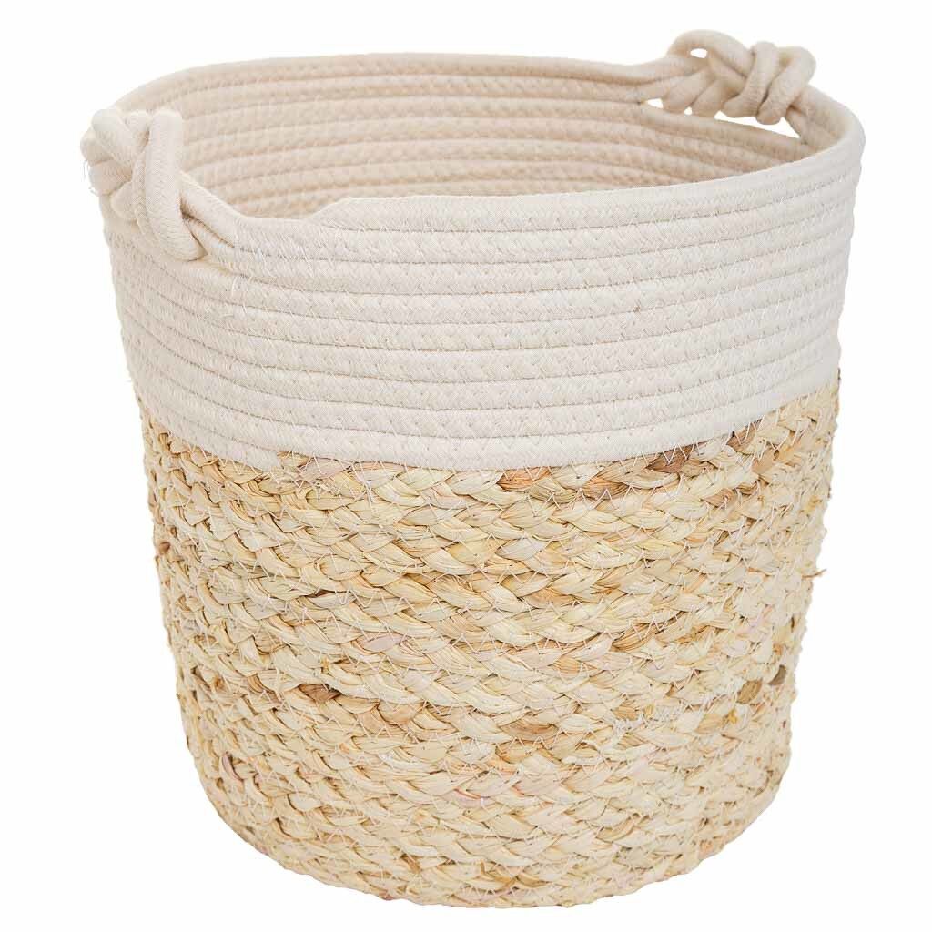 Cesto de fibra natural y algodón 