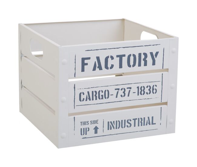 Cesto cuadrado de metal impreso blanco 26x26x20
