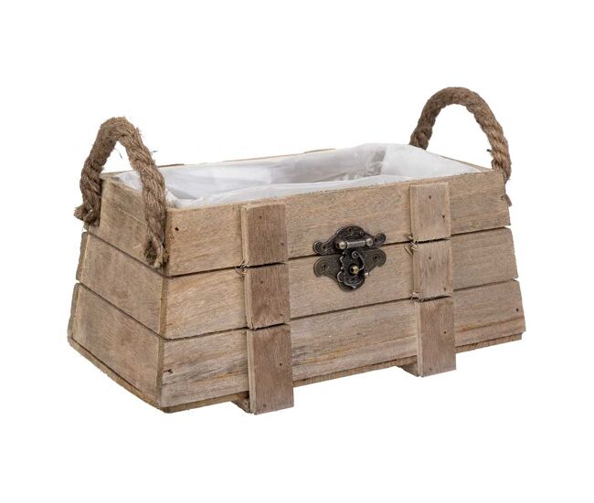 Cesto de madera con asas marrón 22x11x11
