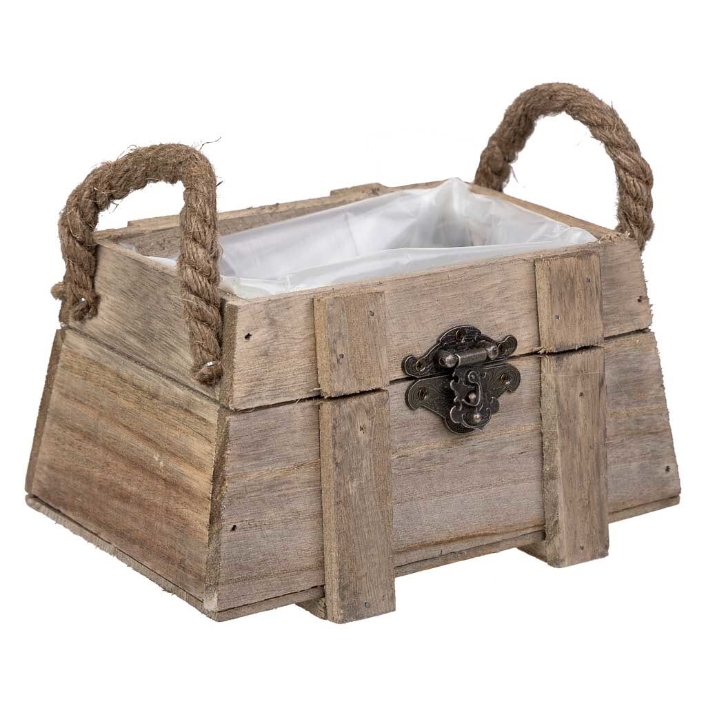 Cesto de madera con asas marrón 17x11x10,5