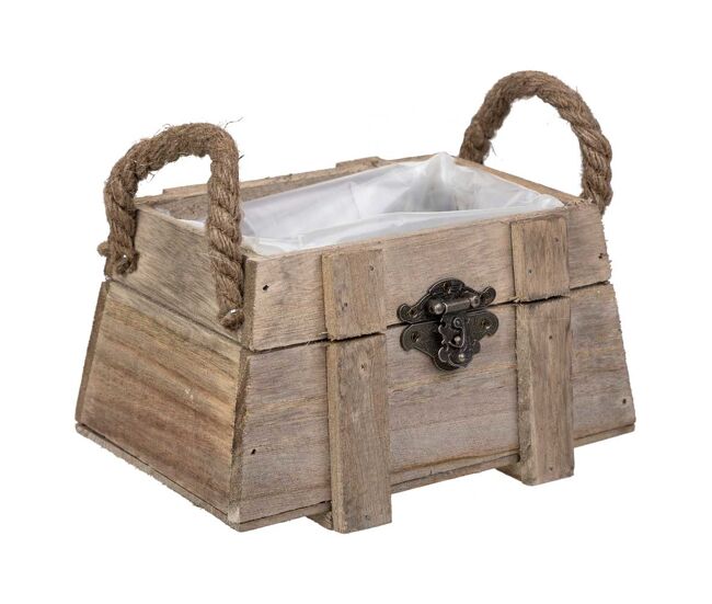 Cesto de madera con asas marrón 17x11x10,5