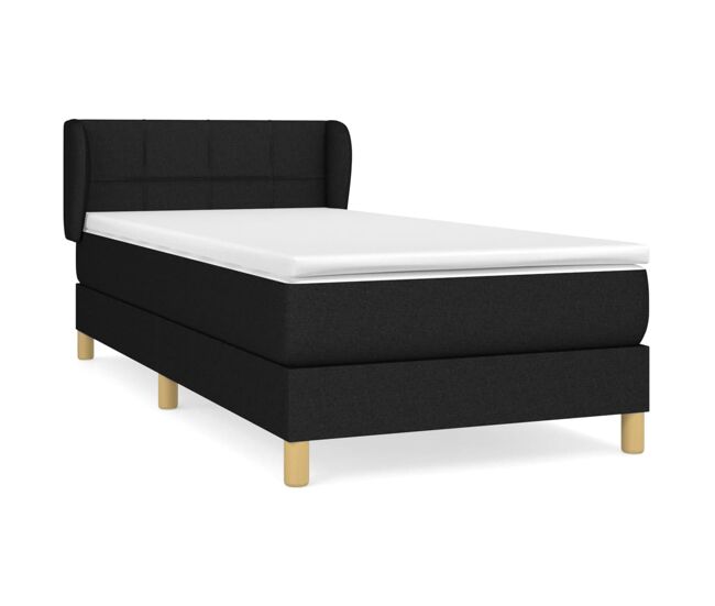 Cama box spring con colchón tela negro 80x200 cm bloques con cuadros