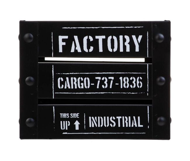 Cesto cuadrado de metal impreso negro 18x18x14