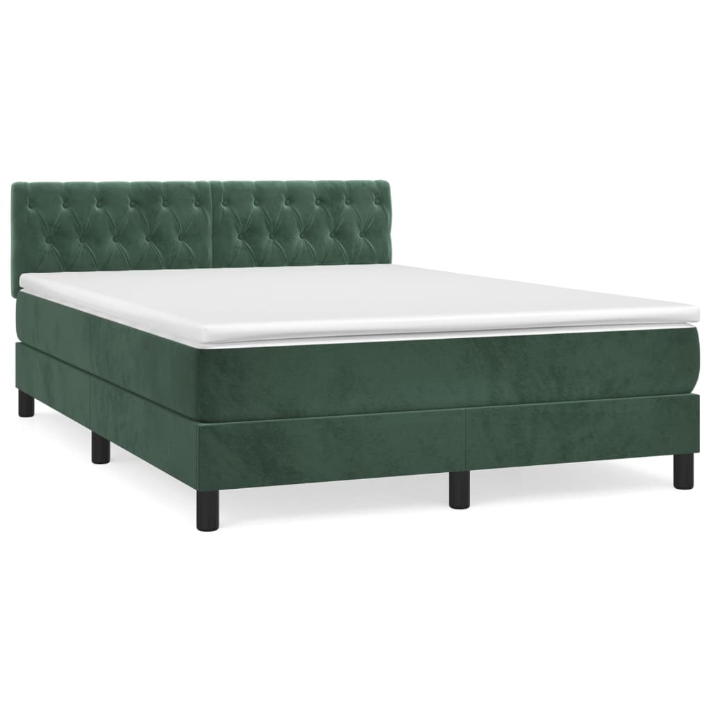 cama box spring con colchon terciopelo verde oscuro 140x200 cm diseno de botones