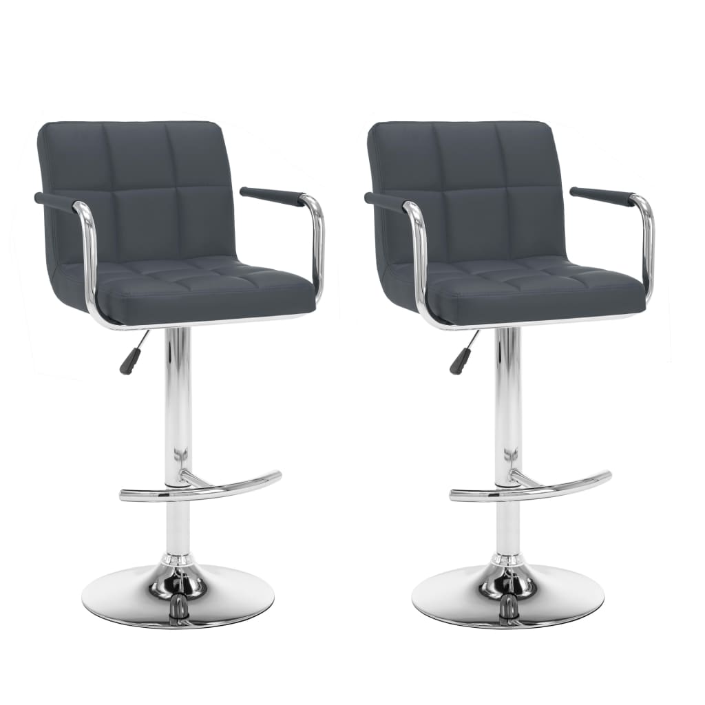 Vidaxl taburetes de cocina 2 unidades cuero sintético gris