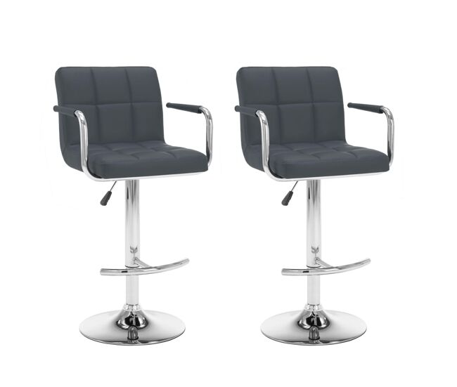 Vidaxl taburetes de cocina 2 unidades cuero sintético gris
