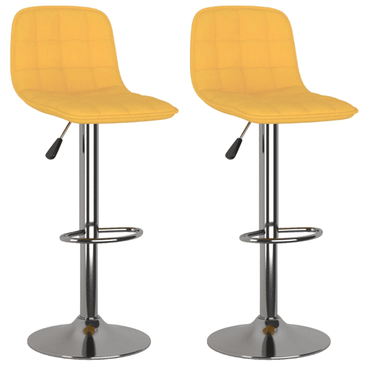 vidaXL Bancos de bar 2 pcs tecido amarelo vidaXL Bancos de bar 2 pcs tecido amarelo