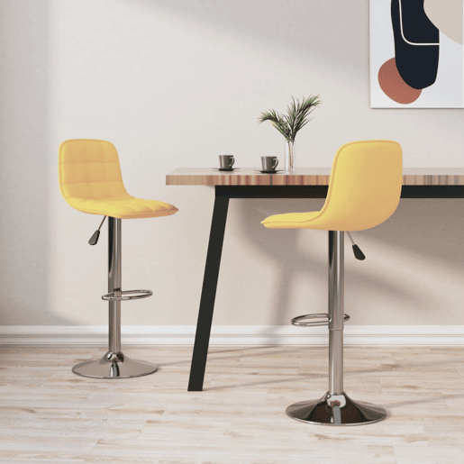 vidaXL Bancos de bar 2 pcs tecido amarelo vidaXL Bancos de bar 2 pcs tecido amarelo