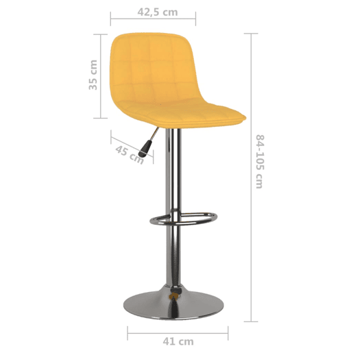 vidaXL Bancos de bar 2 pcs tecido amarelo vidaXL Bancos de bar 2 pcs tecido amarelo