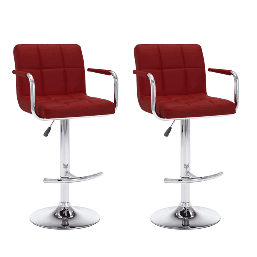 vidaXL Bancos de bar 2 pcs couro artificial vermelho tinto