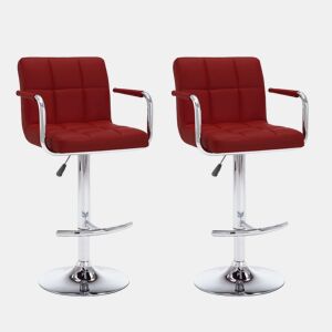 vidaXL Bancos de bar 2 pcs couro artificial vermelho tinto