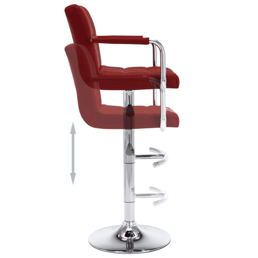 vidaXL Bancos de bar 2 pcs couro artificial vermelho tinto