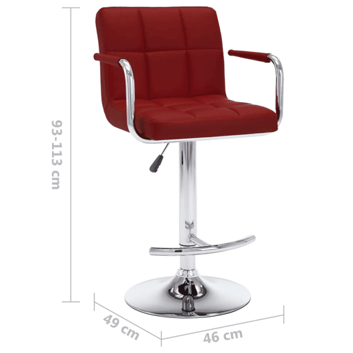 vidaXL Bancos de bar 2 pcs couro artificial vermelho tinto