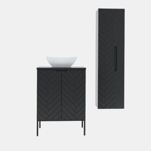 Móvel de lavatório individual 60cm com pés e coluna Daria Preto