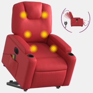vidaXL Poltrona reclinável elevatória elétrica couro artif. vermelho