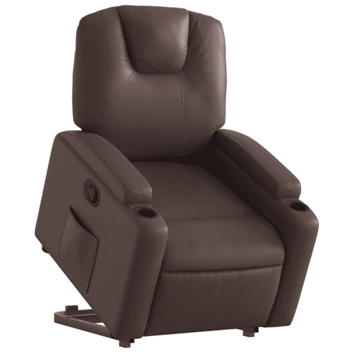 vidaXL Poltrona reclinável elevatória couro artificial castanho