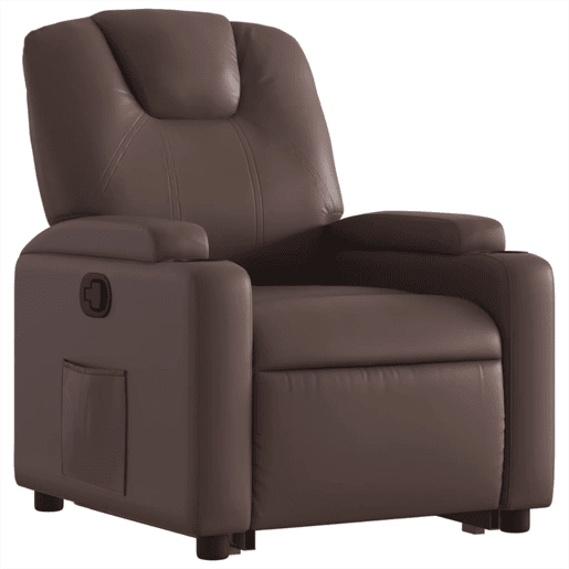 vidaXL Poltrona reclinável elevatória couro artificial castanho