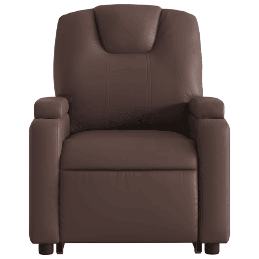 vidaXL Poltrona reclinável elevatória couro artificial castanho
