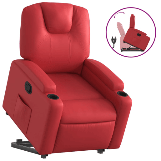 vidaXL Poltrona reclinável elevatória couro artificial vermelho vidaXL Poltrona reclinável elevatória couro artificial vermelho