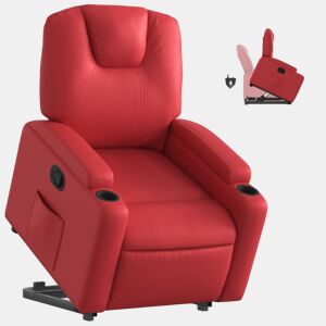 vidaXL Poltrona reclinável elevatória couro artificial vermelho