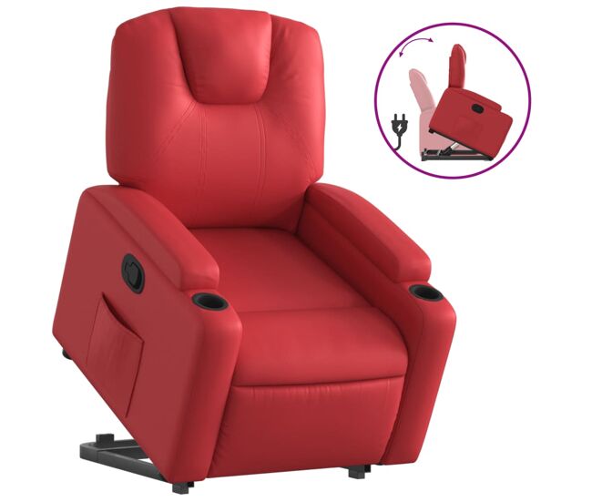 Vidaxl sillón reclinable elevable cuero artificial rojo