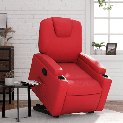 vidaXL Poltrona reclinável elevatória couro artificial vermelho vidaXL Poltrona reclinável elevatória couro artificial vermelho