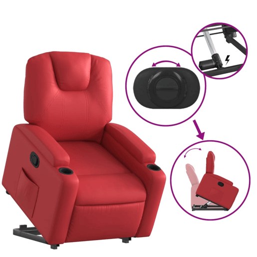 vidaXL Poltrona reclinável elevatória couro artificial vermelho vidaXL Poltrona reclinável elevatória couro artificial vermelho