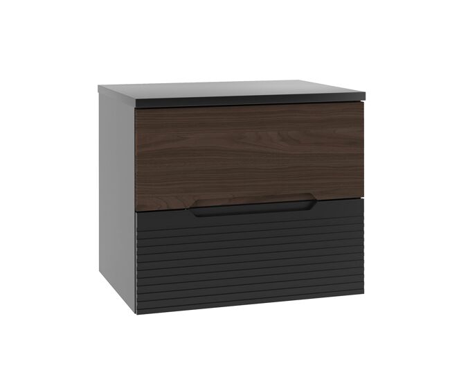 Mueble bajo lavabo 60cm encimera Sylla Negro y madera