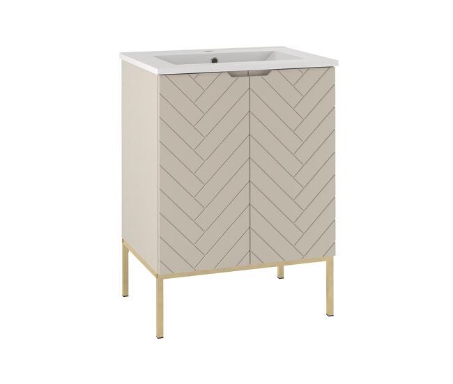 Mueble lavabo individual encastrado 2 puertas sobre patas Daria 60