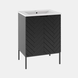 Móvel lavatório simples embutido 60cm 2 portas pés Daria Preto