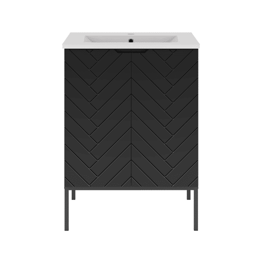 Móvel lavatório simples embutido 60cm 2 portas pés Daria Preto
