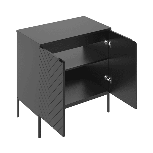 Móvel lavatório 80cm tampo 2 portas pés Daria Preto