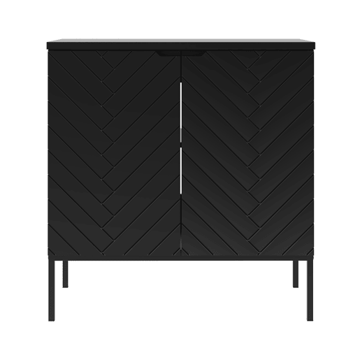 Móvel lavatório 80cm tampo 2 portas pés Daria Preto