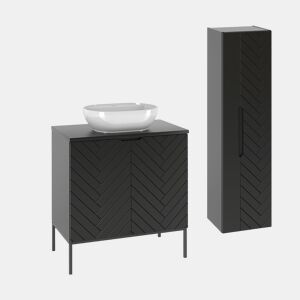Móvel de lavatório individual 80cm com pés e coluna Daria Preto