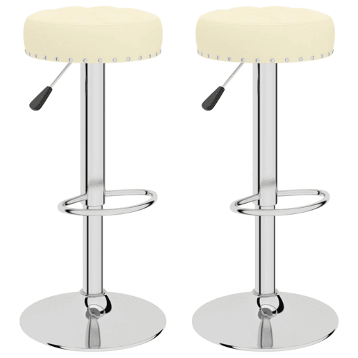 vidaXL Bancos de bar 2 pcs tecido cor creme vidaXL Bancos de bar 2 pcs tecido cor creme