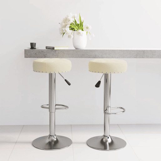 vidaXL Bancos de bar 2 pcs tecido cor creme vidaXL Bancos de bar 2 pcs tecido cor creme
