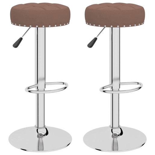vidaXL Bancos de bar 2 pcs tecido castanho vidaXL Bancos de bar 2 pcs tecido castanho