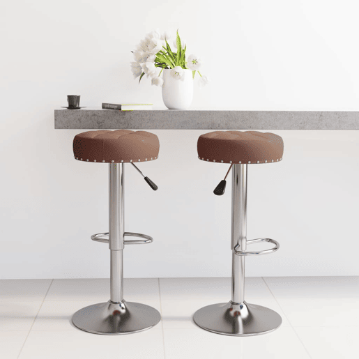 vidaXL Bancos de bar 2 pcs tecido castanho vidaXL Bancos de bar 2 pcs tecido castanho