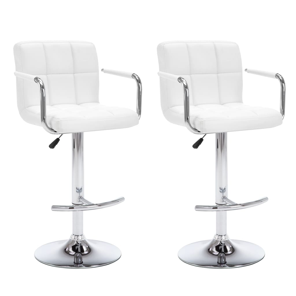 Vidaxl taburetes de cocina 2 unidades cuero sintético blanco