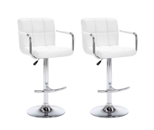 Vidaxl taburetes de cocina 2 unidades cuero sintético blanco