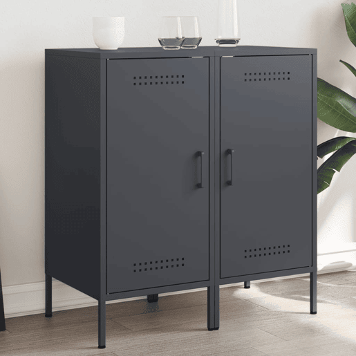 vidaXL Aparadores 2 pcs 36x39x79 cm aço antracite vidaXL Aparadores 2 pcs 36x39x79 cm aço antracite