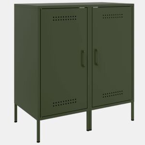 vidaXL Aparadores 2 pcs 36x39x79 cm aço verde-azeitona