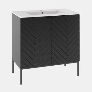 Móvel lavatório simples embutido 80cm 2 portas pés Daria Preto