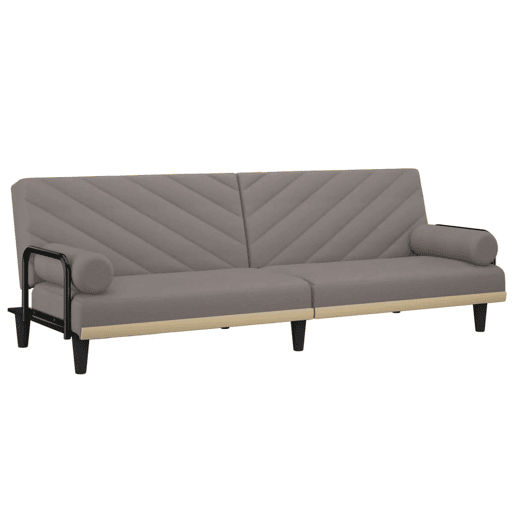 vidaXL Sofá-cama com apoio de braços tecido cinzento-acastanhado vidaXL Sofá-cama com apoio de braços tecido cinzento-acastanhado