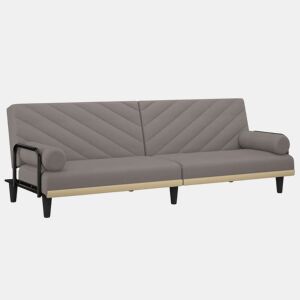 vidaXL Sofá-cama com apoio de braços tecido cinzento-acastanhado
